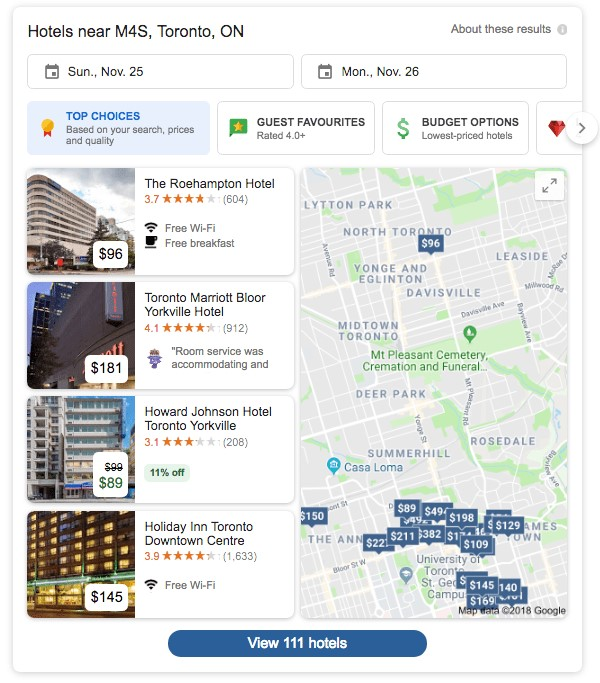 Google's New Local 4-Pack Hotel Search Results